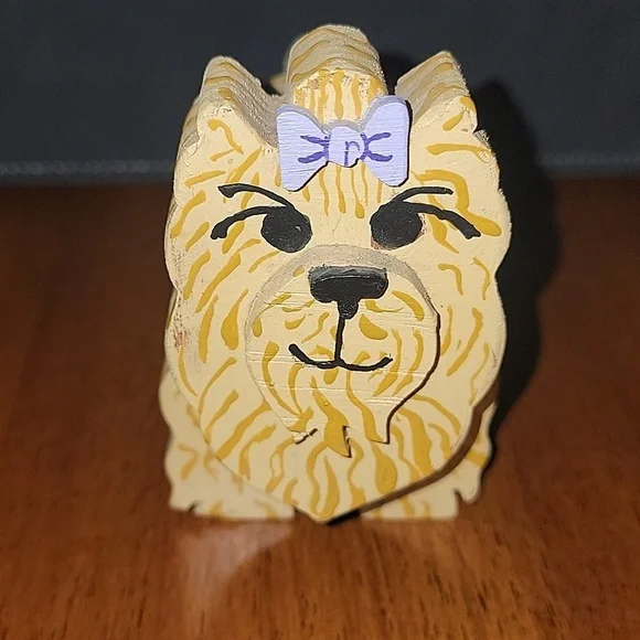 Wooden Yorkie Statue - Picture 3 of 4